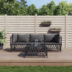 Category: Dropship Home, Garden & Furniture, SKU #D0100H7LAW2, Title: 4 Piece Patio Lounge Set with Cushions Anthracite Steel