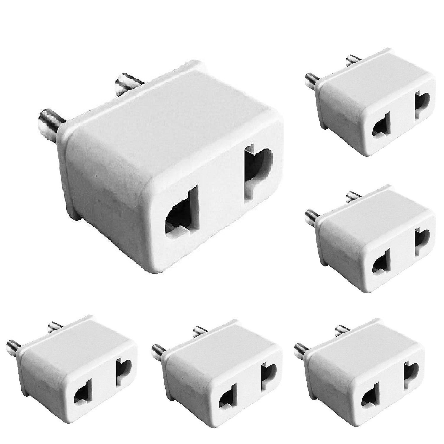 5 Core 6 Pieces European Plug Adapter Travel from USA Us to EU Europe Italy Plug Adapters European Adapter Type C Plug European Travel Plug Adapters from America to Europe Outlet Adaptor
