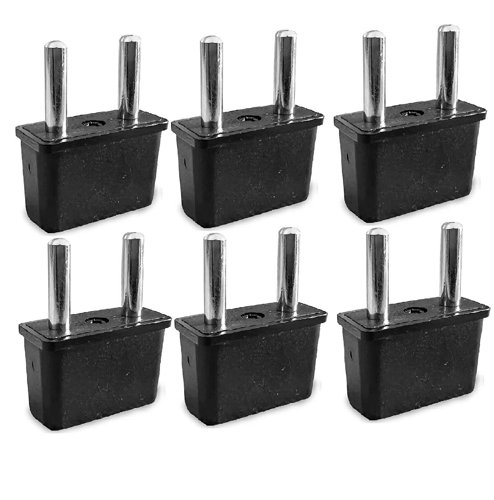 5 Core European Travel Plug Adapter US to Europe Plugs Adaptor international power European Type C Outlet Converter USA to EU Italy Spain - Type C 6Pcs BLK