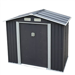 Category: Dropship Seasonal & Special Occasions, SKU #D0100HE6FKA, Title: 4.2' x 7' Outdoor Storage Shed, Backyard Tool House with Sliding Doors, Base, Vents, Metal Lawn Equipment