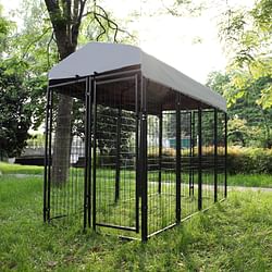 Category: Dropship Pet Supplies, SKU #D0100HEU977, Title: Dog Kennel with Roof Cover Heavy Duty Dog Crate for Medium and Large-sized Dogs, Black (Sandblasted)