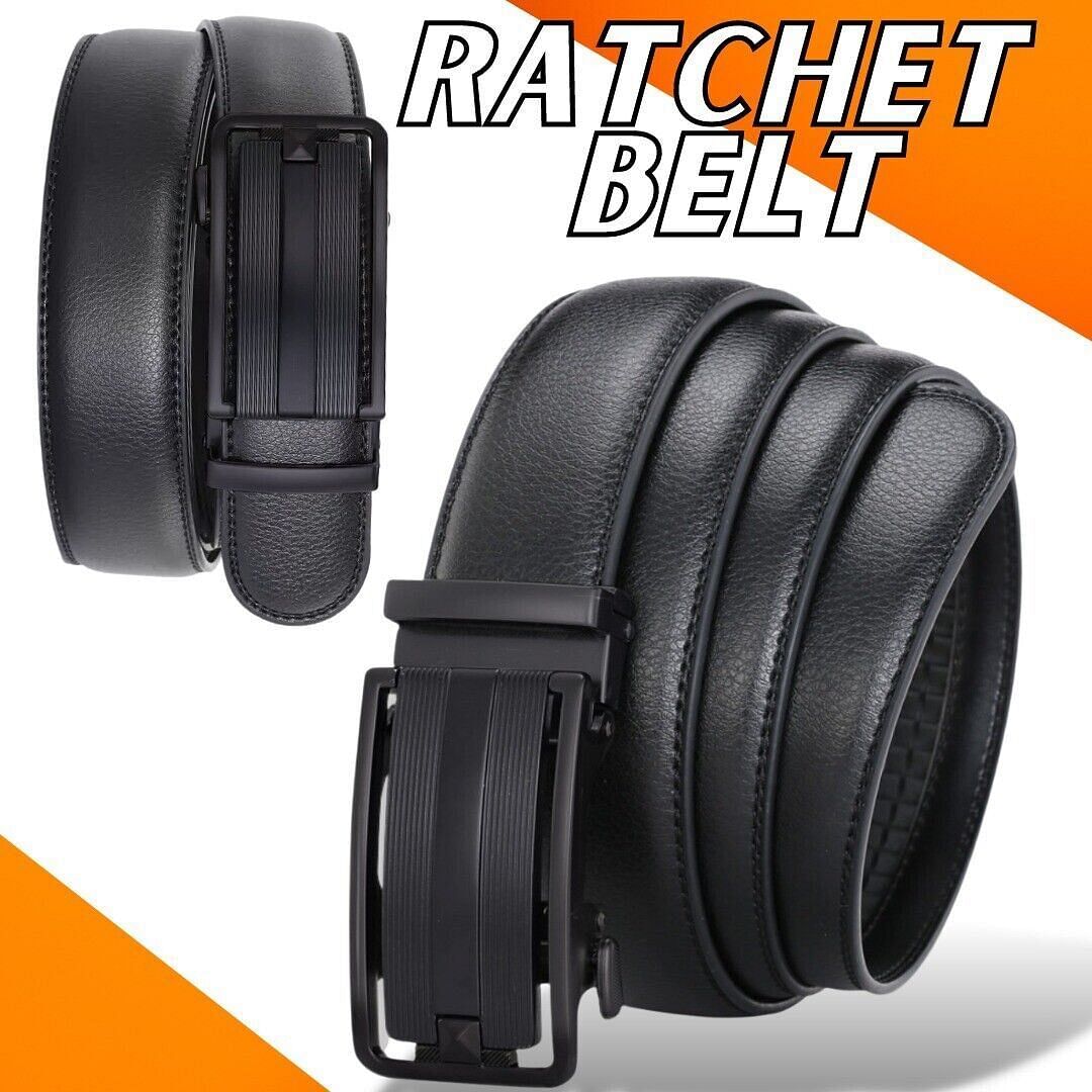 Microfiber Leather Mens Ratchet Belt Belts Men Adjustable Au