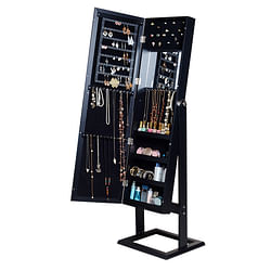 Category: Dropship Accessories, SKU #D0100HP15VU, Title: Full length vanity mirror and jewelry storage combination - Black