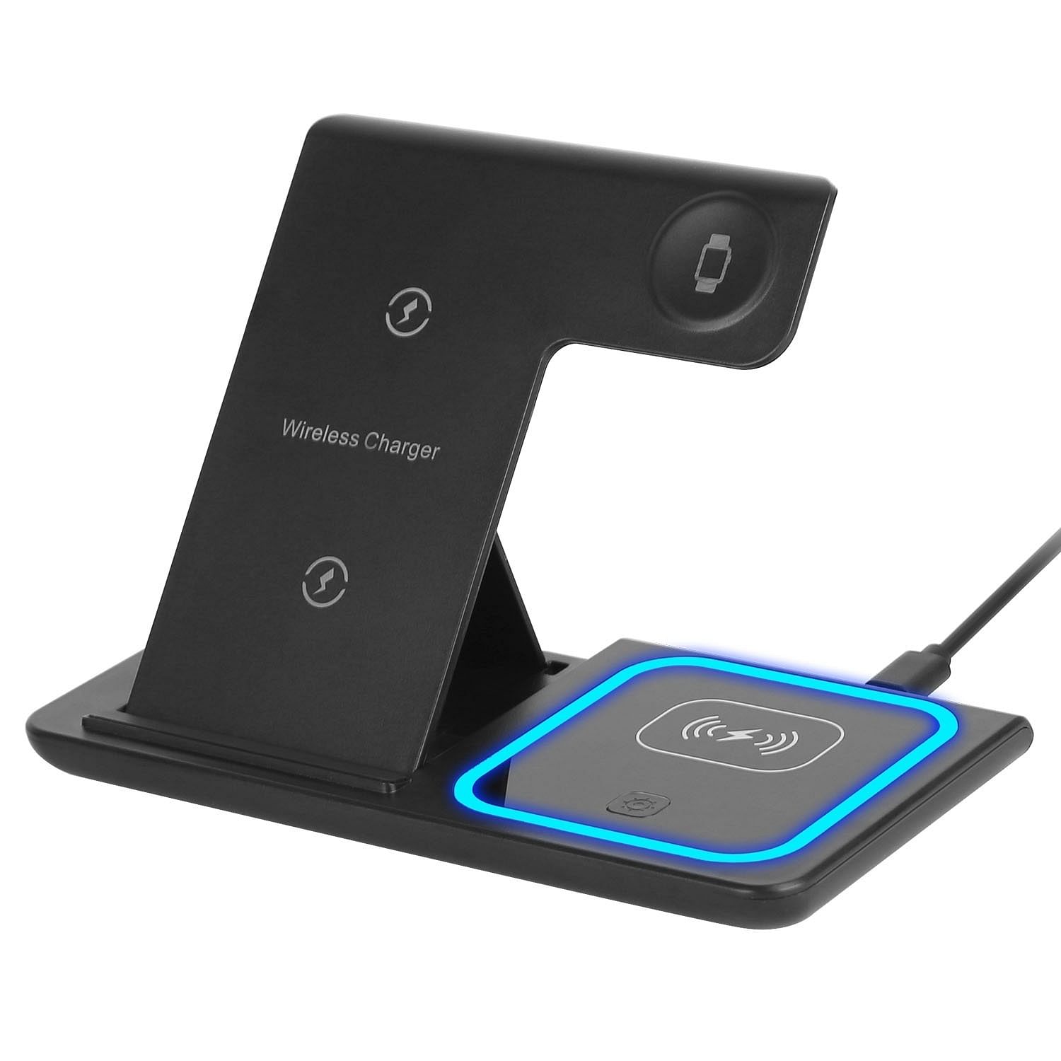 3 in 1 Wireless Charger Foldable Fast Charging Station Stand Dock Fit for iPhone 13 12 11 Pro Samsung S22 S21 Qi-enabled Android Phone Wireless Earbuds iWatch Airpod 2 Pro 3