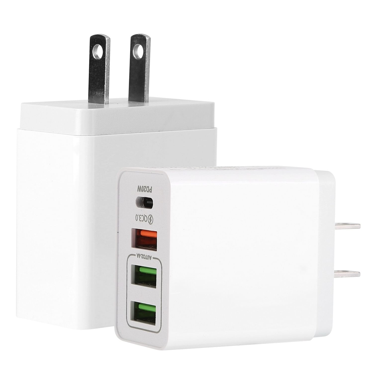 36W USB C Fast Charger 4-Port QC3.0 PD 20W Power Adapter High Speed Wall Charger for Samsung iPhone Tablet