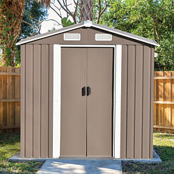 Category: Dropship Seasonal & Special Occasions, SKU #D0100HPBNDW, Title: Patio 6ft x4ft Bike Shed Garden Shed; Metal Storage Shed with Lockable Door; Tool Cabinet with Vents and Foundation for Backyard; Lawn; Garden