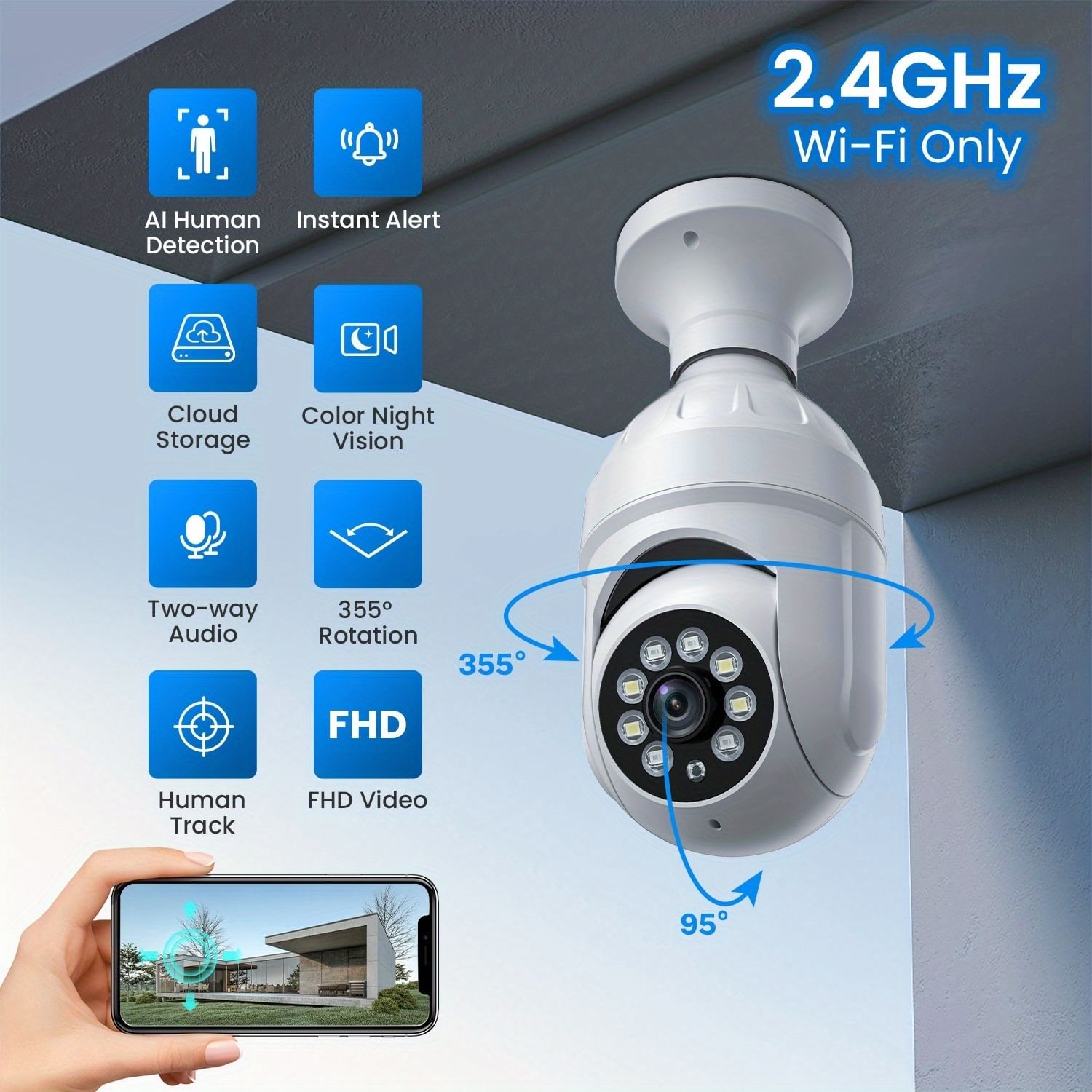 Light Bulb Security Camera Human Detection Human Track Color
