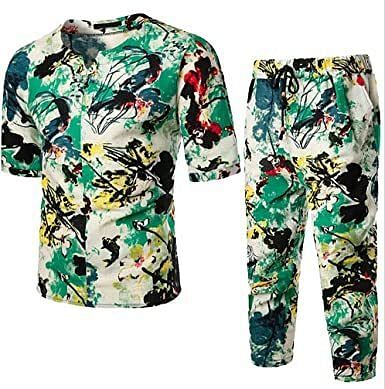 Floral Tracksuits for Men Casual Button Down Short Sleeve Hawaiian Shirts and Shorts Suits