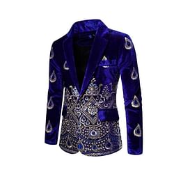 Category: Dropship Apparel & Clothing, SKU #D0100HPH6FY, Title: Men's Floral Suit Embroidery Slim Fit Blazer Dress Suit