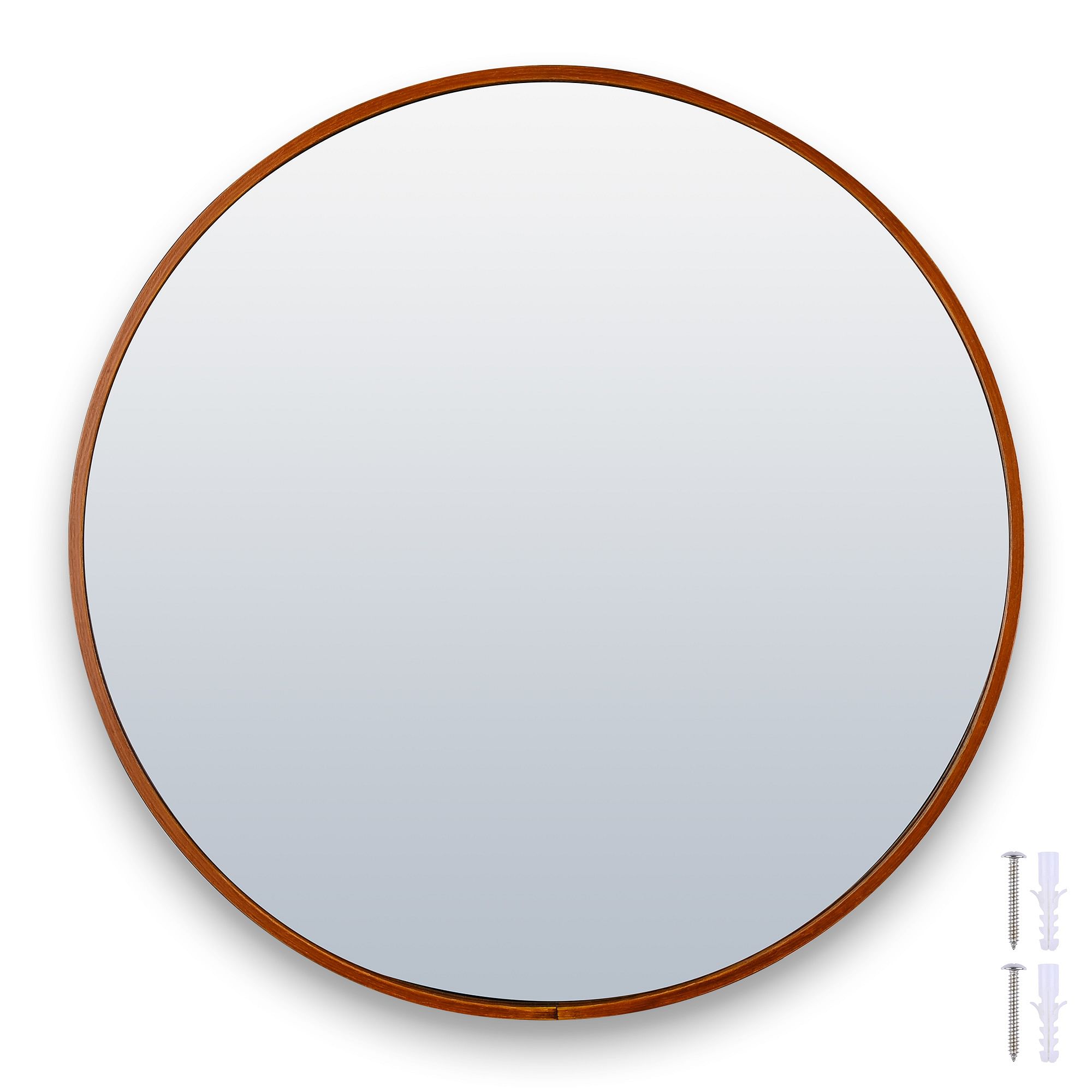 Round Wall Mirror Wooden Frame