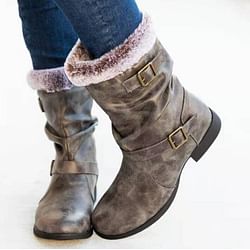 Category: Dropship Shoes & Boots, SKU #D0100HPX08G, Title: Leather Mid-heel Martin Boots