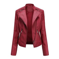 Category: Dropship Apparel & Clothing, SKU #D0100HPX2TW, Title: Womens Faux Leather Motorcycle Jacket