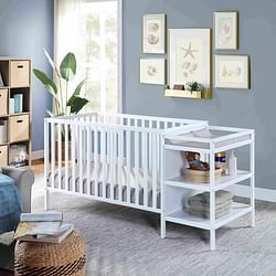 Category: Dropship Baby & Toddler, SKU #D0100HX3GCJ, Title: Palmer 3-in-1 Convertible Crib and Changer Combo White