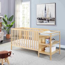 Category: Dropship Baby & Toddler, SKU #D0100HX3GS8, Title: Palmer 3-in-1 Convertible Crib and Changer Combo Natural