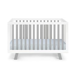 Category: Dropship Baby & Toddler, SKU #D0100HX3QQP, Title: Livia 3-in-1 Convertible Island Crib White/Gray