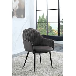 Category: Dropship Home, Garden & Furniture, SKU #D0100HX3XS6, Title: ACME Caspian Side Chair, Dark Gray Fabric & Black Finish 74011