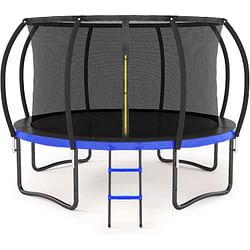 Category: Dropship Baby & Toddler, SKU #D0100HXFWTX, Title: 14FT Outdoor Big Trampoline With Inner Safety Enclosure Net, Ladder, PVC Spring Cover Padding, For Kids, Black&Blue Color