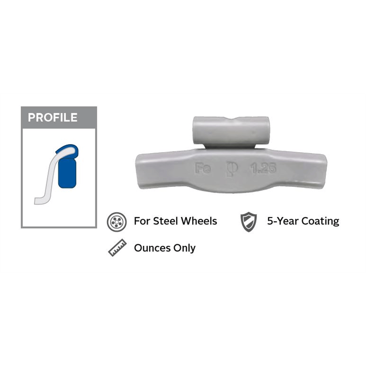 Wegmann Automotive 0.75 oz Steel Coated Clip-on PFE Black Series Wheel Weight (Box of 25)
