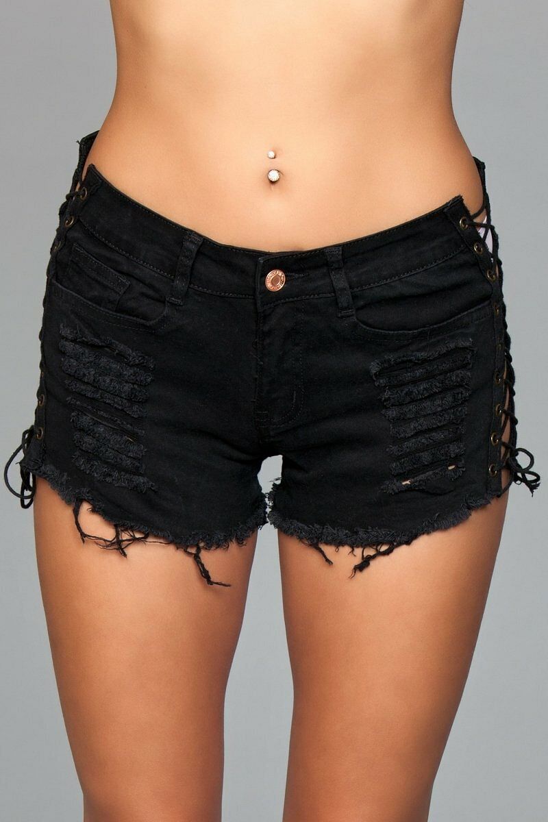 J5BK Looped In Distressed Shorts – Black