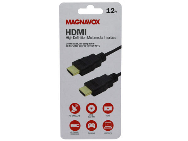 magnavox 12 foot high speed 4k hdmi cable ( Case of 4 )