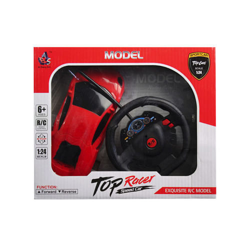 remote control red sports car with steering wheel remote ( Case of 2)