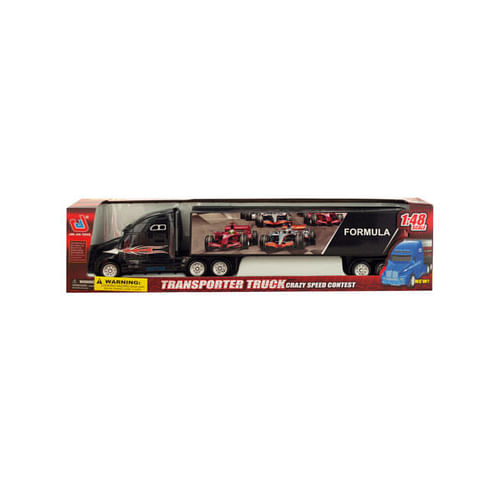 Friction Powered Trailer Truck with Race Car Decals ( Case of 2)