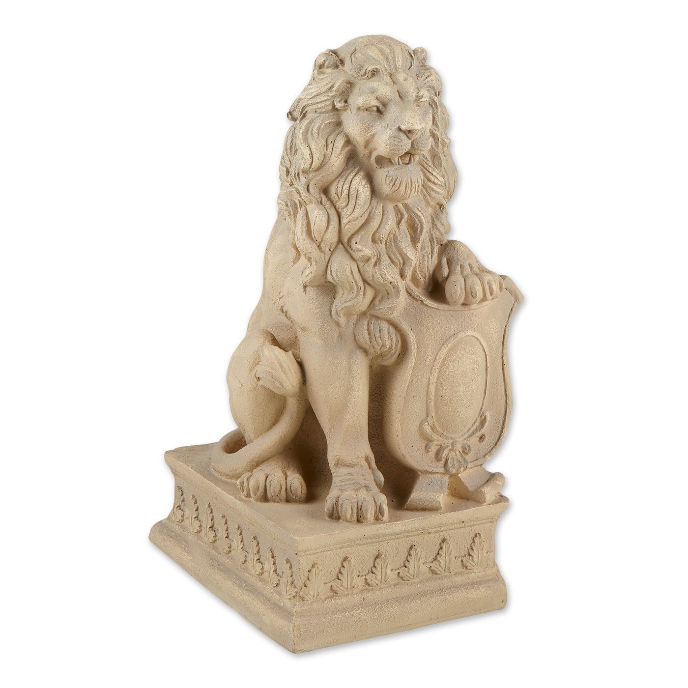 Lion Shield Garden Statue Ivory