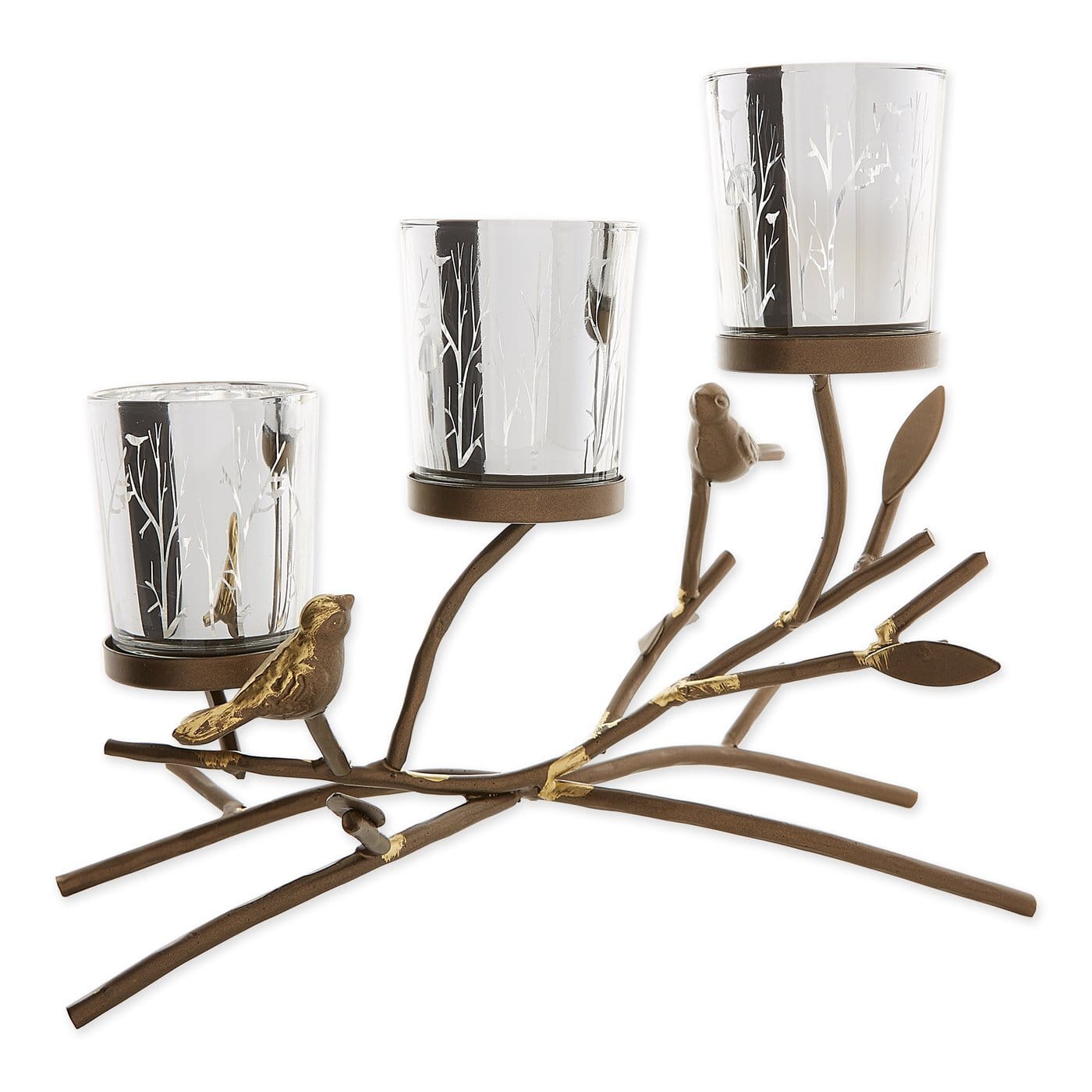 Birds Branches Triple Tealight Candle Holder