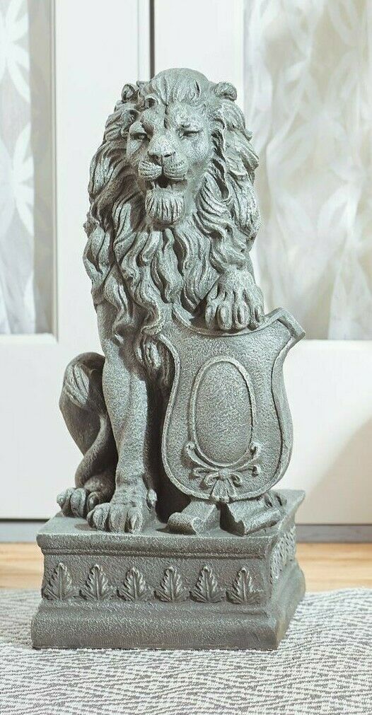 Lion Shield Garden Statue