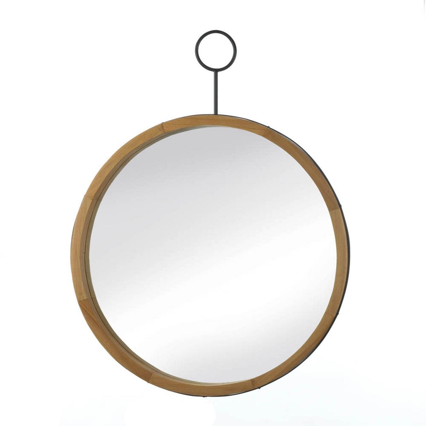 Eva Round WoodFrame Mirror Round Hook