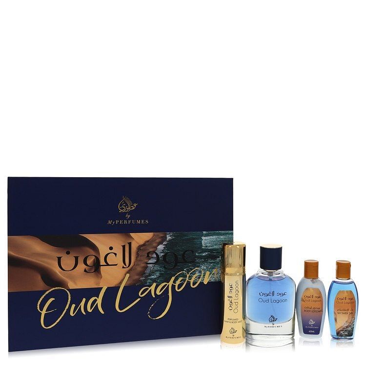 Oud Lagoon by My Perfumes Gift Set — 3.4 oz Eau De Parfum Spray + 3.4 oz Perfumed Hair & Body Mist + 2 oz Shower Gel + 2 oz Body Lotion (Women)