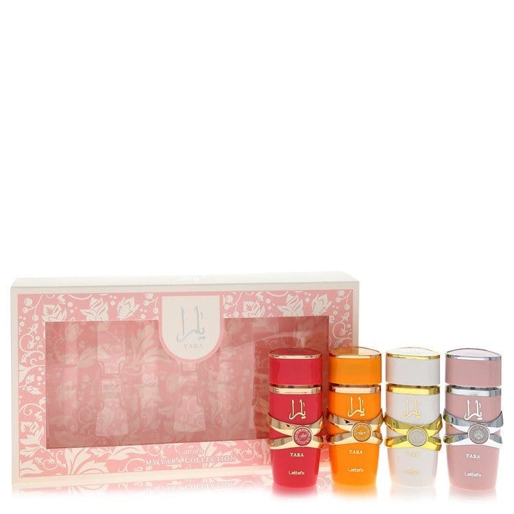 Lattafa Yara by Lattafa Gift Set — Mini My Yara EDP Collection- 0.8 oz Yara + 0.8 oz Yara Moi + 0.8 oz Yara Tous + 0.8 oz Yara Candy (Women)