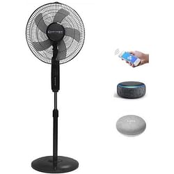 Category: Dropship Gadgets & Gifts, SKU #TPFXA16, Title: Technical Pro Smart Oscillating Pedestal Fan, 3 Speed Large Portable 16” WIFI Enabled Standing Fan with Adjustable Height, 270 Degree Oscillation, Tilting, Timer & Sleep mode compatible with Alexa/Google (Black)
