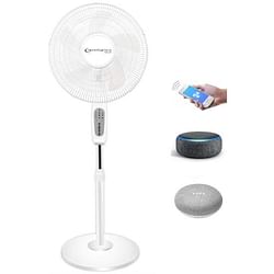 Category: Dropship Gadgets & Gifts, SKU #TPFXA16W, Title: Technical Pro Smart Oscillating Pedestal Fan, 3 Speed Large Portable 16” WIFI Enabled Standing Fan with Adjustable Height, 270 Degree Oscillation, Tilting, Timer & Sleep mode compatible with Alexa/Google (White)