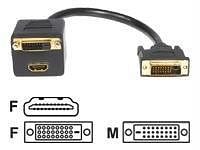 1 ft dvi-d to dvi-d & hdmi splitter cable - m/f