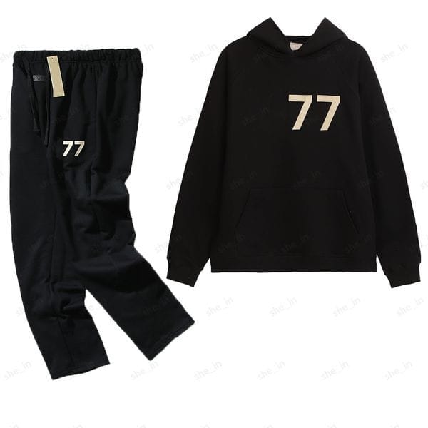 Color: gray pant - Size: M - Mens Fashion Tracksuits Casual Pants Hoodies Tracksuit Womens Classic Pattern Sweatsuits Ess Hip Hop Street Style Two Pieces Sets Men Flocking Loose Sweatsuit