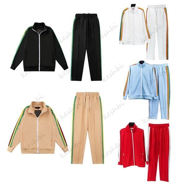 Color: Beige - Size: L - Tracksuit Men Womens Designer Track Sweat Suit Sweatshirts Man Jacket Sets Pants Sportswear Autumn/winter