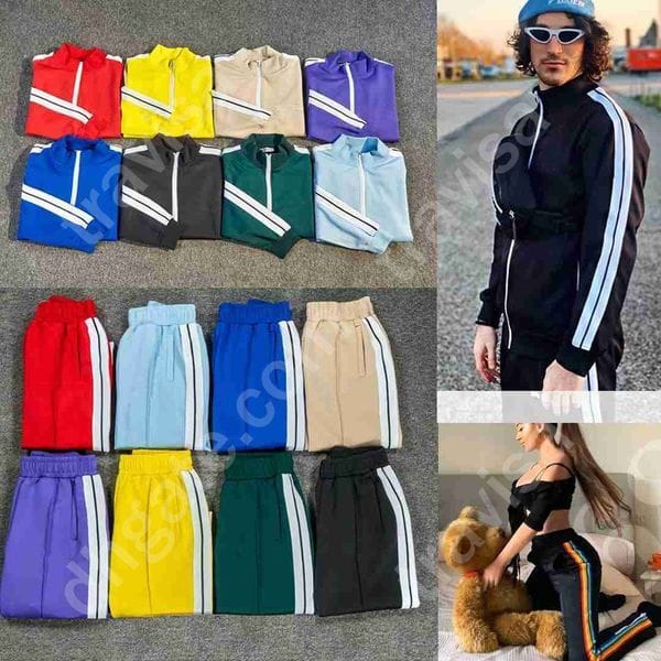 Color: DarkRed - Size: S - Adult: yes - mens tracksuits hoodie rainbow stripe colorful tracksuit sports womens palmes suit hoody loose casual couple high street suit tide sweater coat