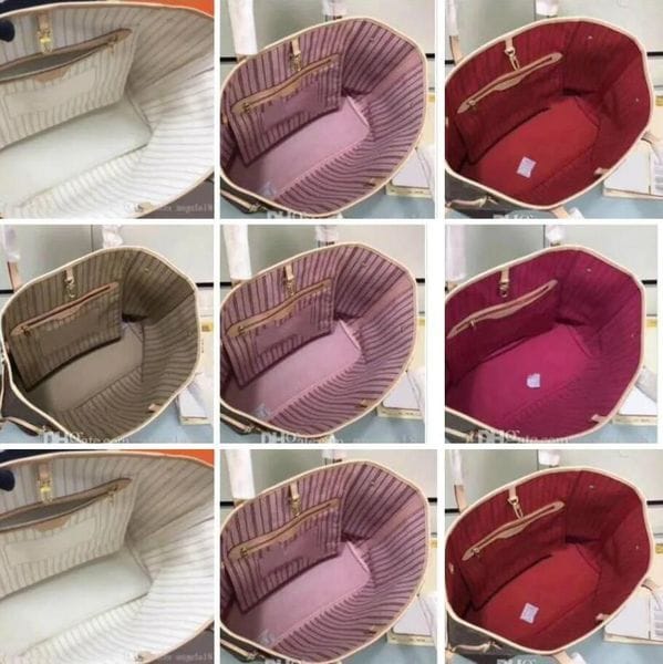 Color: White Palid Pink - Top Quality MM GM Designers Bag Luxurys 8 colors neverfull genuine Leather Totes Handbags Shoulder Bags Womens Handbag Purses ClutchFashion Wallet Handle Purse