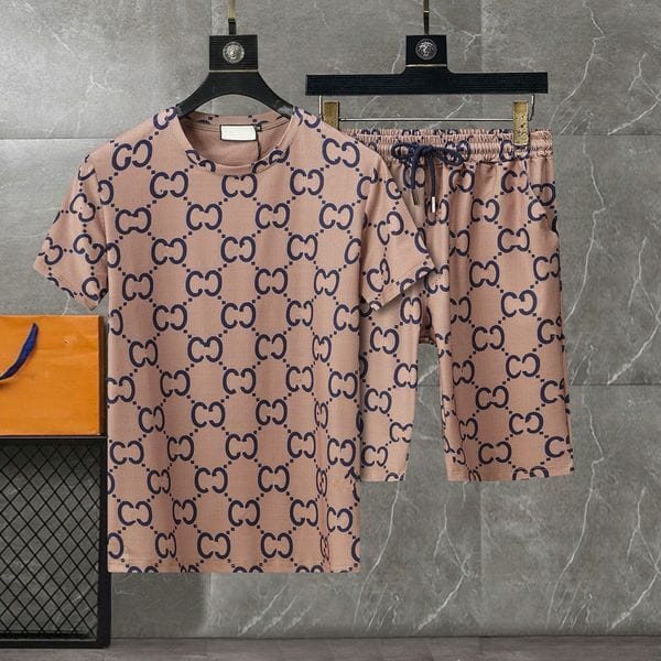 Color: Yellow - Size: Asian Size XL - Mens Designer Tracksuit Fitness Sports Suit Clothes Running Jogging Sport Wear Jogger Suits Short Sleeve Shorts Suit 2 Piece Set