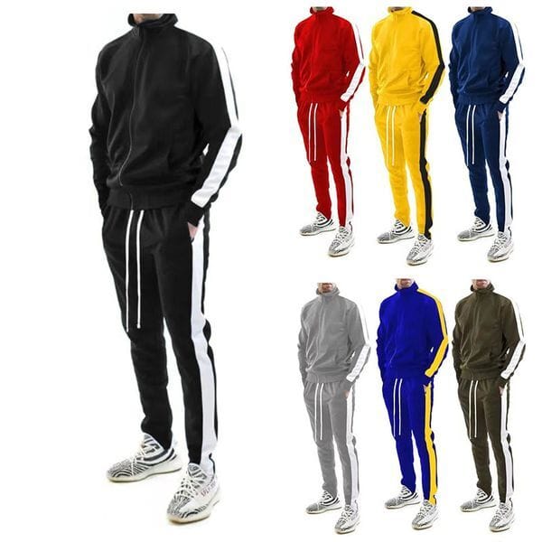 Color: LightGrey - Size: 3XL - Men's Tracksuits Casual sports suit Hoodies Set 2 Piece Casual Sweatsuit Hooded Jacket And Pants Jogging Suit Men