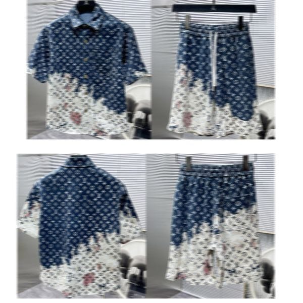 Color: Blue - Size: M - Designer men's and women's clothing 2024ss summer new casual denim short-sleeved shorts suit, high-end version!