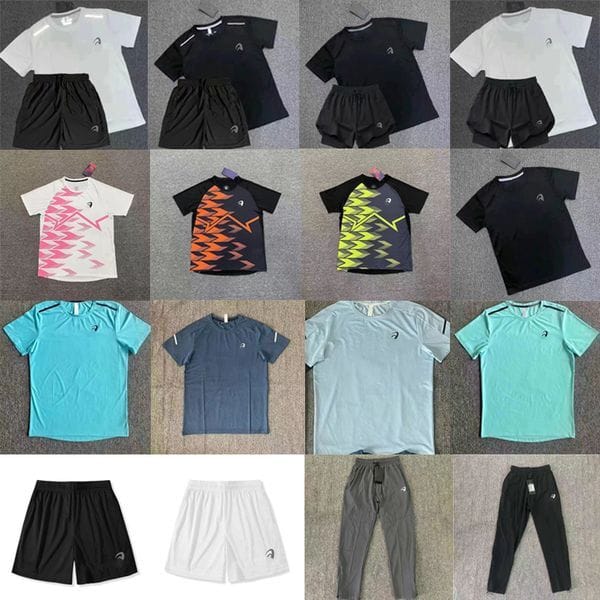 Color: E3 - Size: 4XL - Mens Set Summer tshirt Shorts 2-in-1 Designer tracksuit Quick Dry Jersey Sweatpants Long Short Cool Breathable Fluorescent Running Suit 4XL