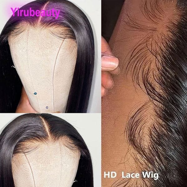 Color: Natural Color - Yirubeauty Malaysian 5X5 HD Transparent Lace Closure Wigs Silky Straight 180% Density 100% Human Hair Wigs 10-32inch Natural Color