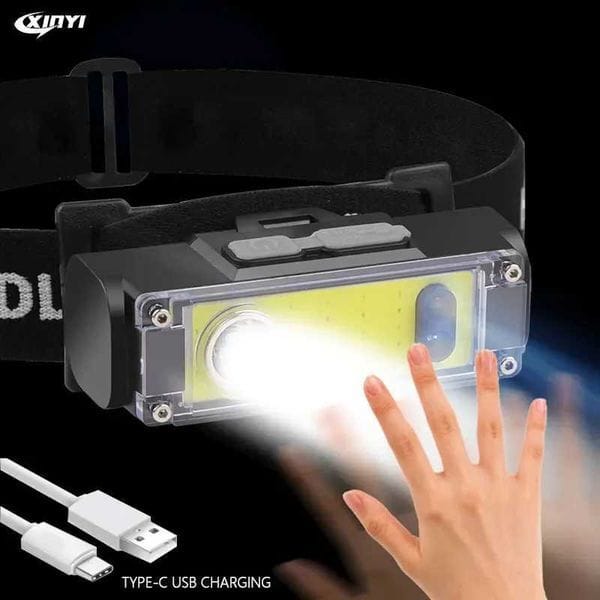 Induction Headlamp COB LED Head Lamp Flashlight USB Rechargeable Head Torch 6 Lighting Modes Head Light Use 1*18650 BatteryCL240807