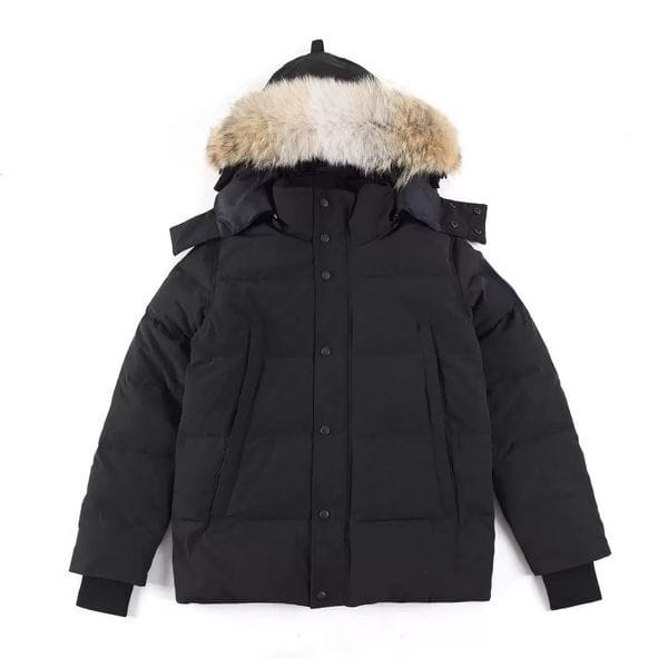 Color: Beige - Size: S - Winter Fourrure Men Down Puffer Jackets Coats Real Coyote Fur Designer Homme Puffer Outdoor Windbreaker Jassen Outerwear Hooded Manteau Hiver Parka Doudoune