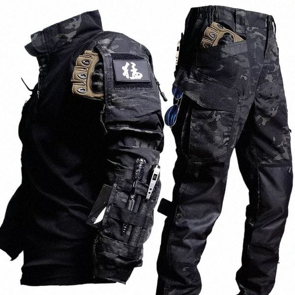 Color: Multi - Size: XL - tactical Frog Suit Men Airsoft Clothes Paintball 2 Pieces Sets SWAT Assault Shirts Special Forces Police Uniform Pants S8RA#