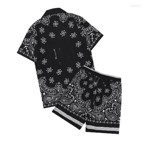 Color: Shirt - Size: M - Men's Tracksuits Fashion T-shirts Sets Menswear Cutout Pattern Print T-Shirt High Quality Short Sleeve Casual Shorts Set