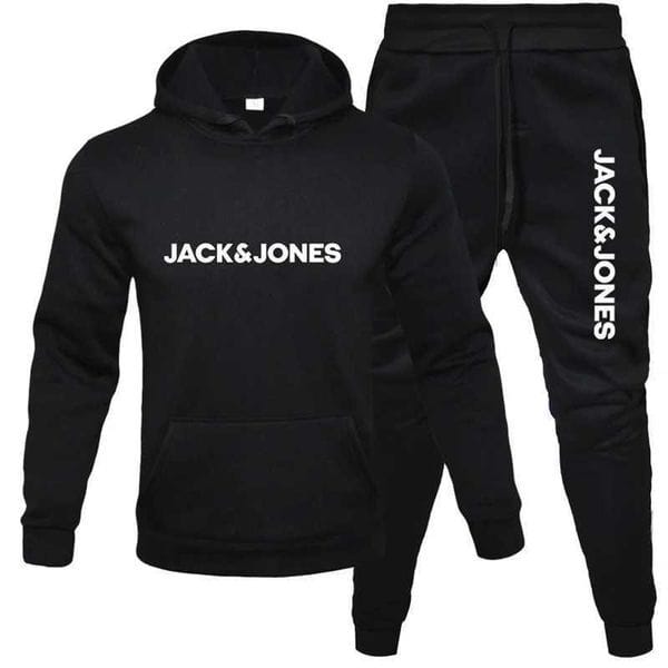 Color: Black 1 - Size: L - Men's Tracksuits Jack and Jones Mens Hoodies Sportswear Fashionable Flce Sportswear Two Casual Long Sleve Hoodies Jogging Pants Set Top Y240827MQ33