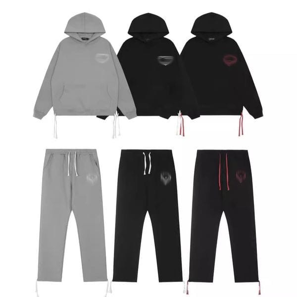 Color: Gray-pants - Size: L - Designer tracksuits mens tracksuits printed fleece hooded sweatshirt sports lodan pants set